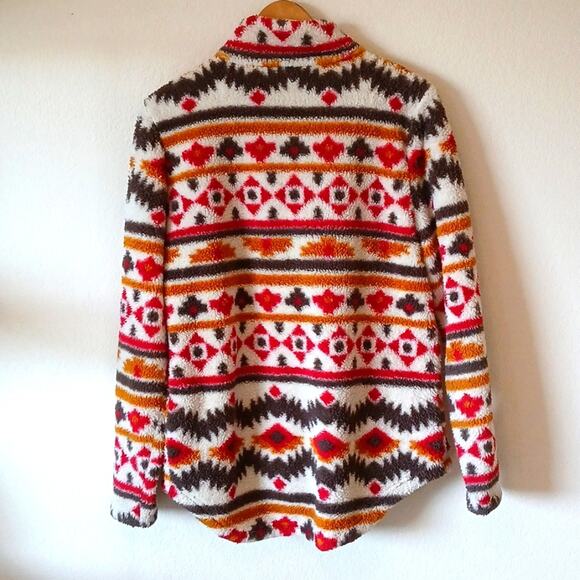 Cruel Denim Aztec Print Southwest Sherpa Fleece Full Zip Jacket - Picture 3 of 7